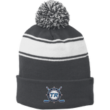 Toms River Hockey Stripe Pom Pom Beanie